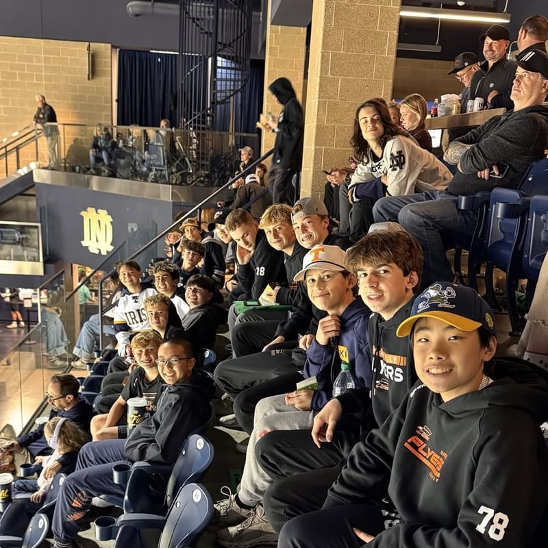 the 14u flyers had a great time at the Notre Dame hockey game